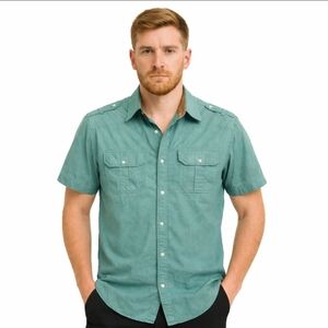 Free Planet Green Safari Utility Cargo Mens Shirt Sz Med